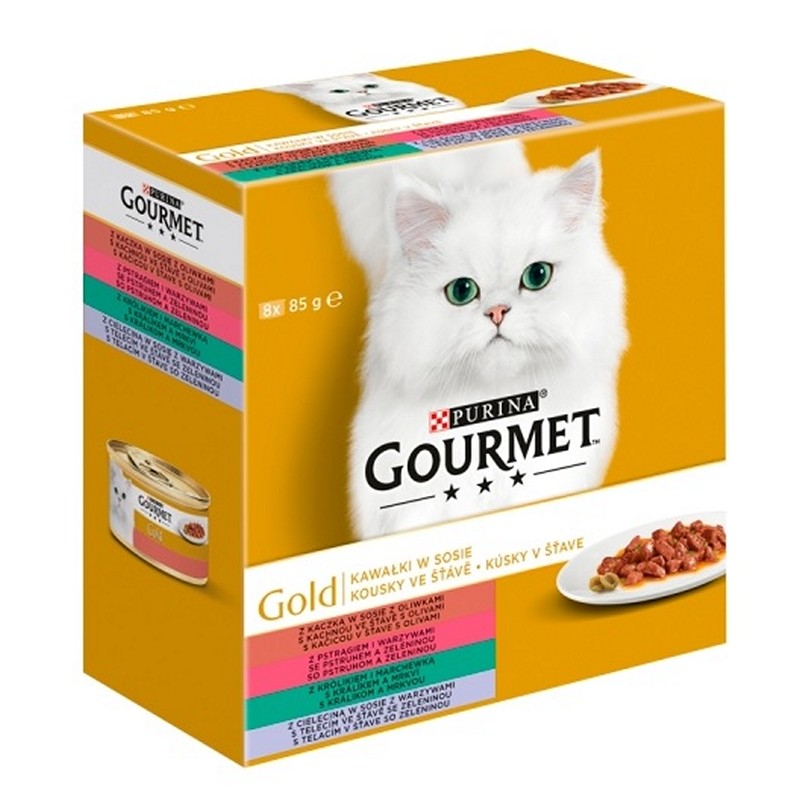 Gourmet gold box kúsky v šťave so zeleninou konzervy pre mačky 8 x 85 g