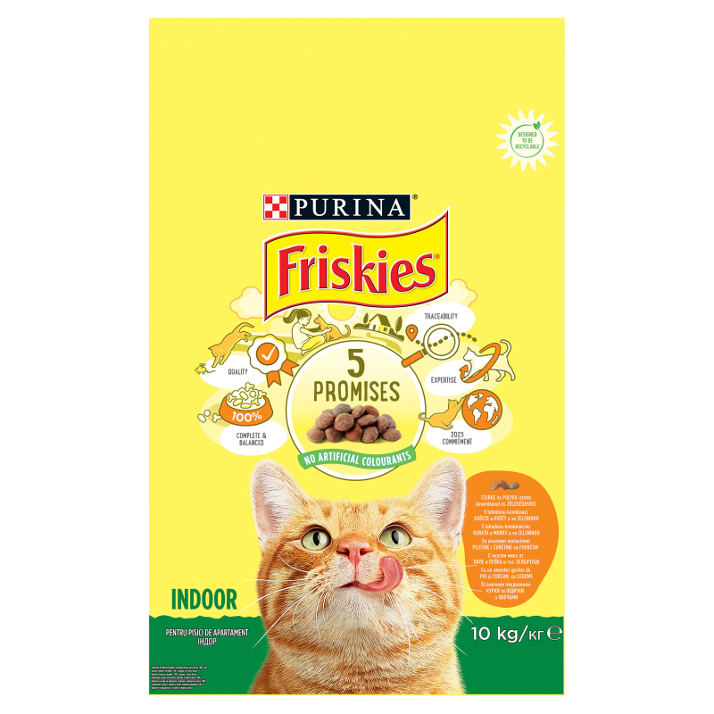 Friskies granule pre dospelé mačky indoor kura a zelenina 10 kg