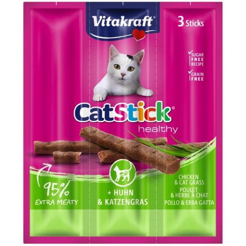Vitakraft Cat Stick healthy kura + mačacia tráva 18 g