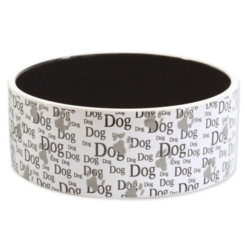 Dog Fantasy keramická miska pre psov s potlačou 0,75 l sivá