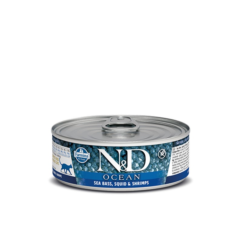 Farmina N&D cat OCEAN Sea Bass & Squid Shrimps konzerva 70 g