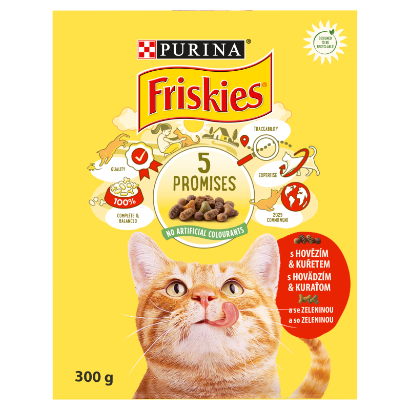 Friskies granule pre mačky hovädzie, kura a zelenina 300 g