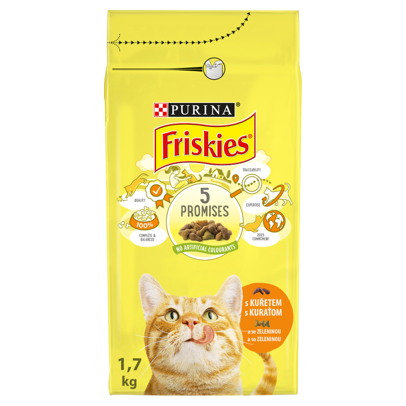 Friskies granule pre dospelé mačky kura a zelenina 1,7 kg