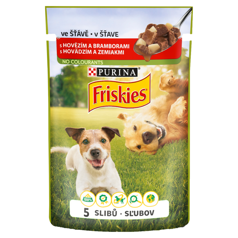 Friskies kapsička pre psov hovädzie so zemiakmi v šťave 100 g