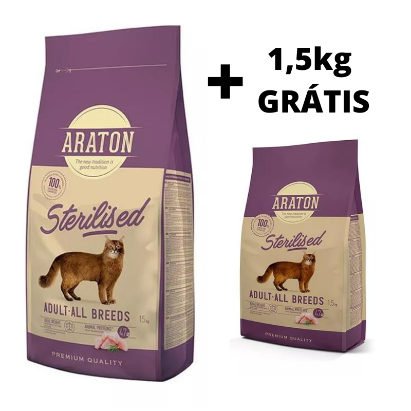 Araton cat adult sterilised granule pre mačky 15 kg + 1,5kg ZDARMA