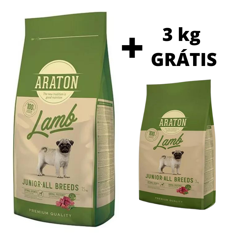 Araton dog junior lamb granule pre šteniatka 15 kg + 3 kg ZDARMA