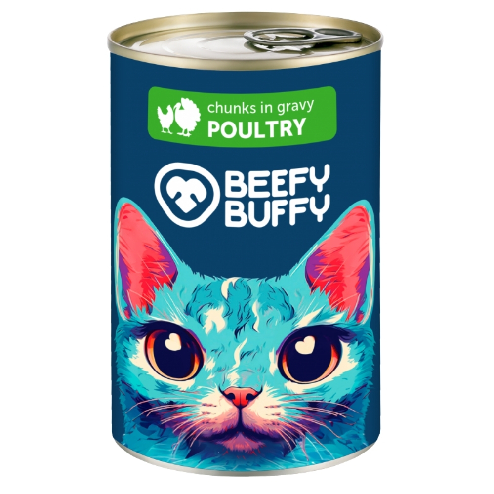 BEEFY BUFFY - Msov hydinov ksoky v omke pre maky 415 g (3212)