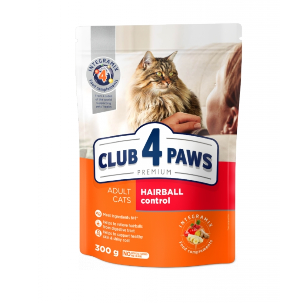CLUB 4 PAWS Premium Hairball control pre dospel maky 300 g
