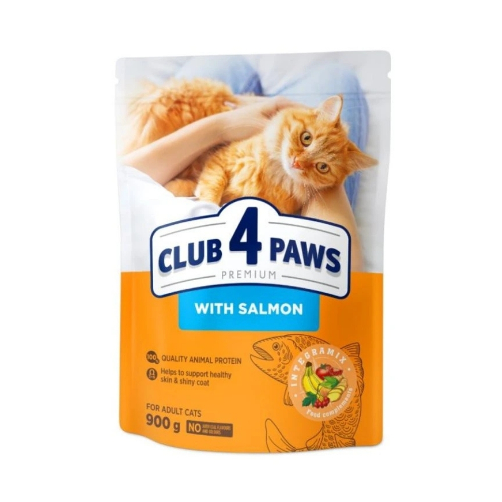 CLUB 4 PAWS Premium pre dospel� ma�ky s lososom 900 g