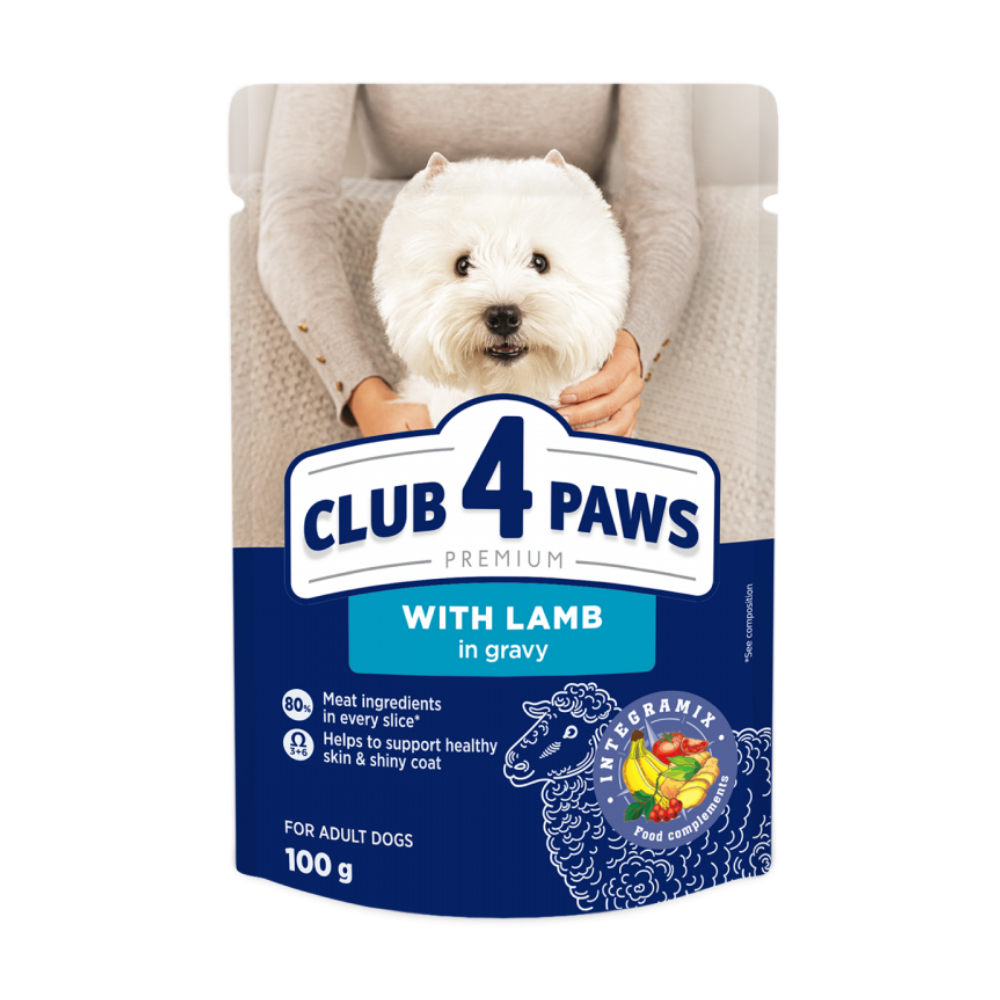 CLUB 4 PAWS Premium pre dospelych psov malych plemien s jah�ac�m m�som v om��ke 100g