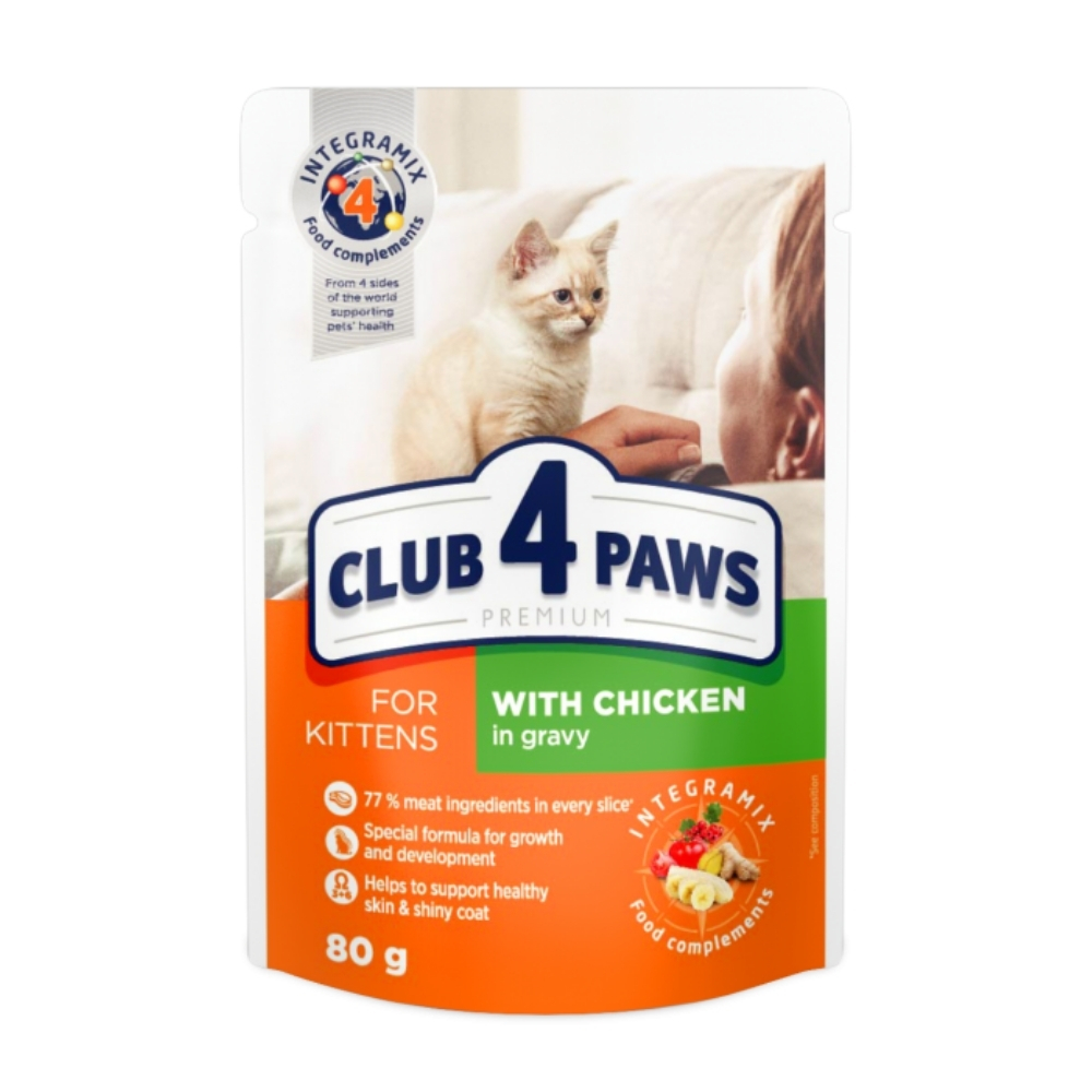 CLUB 4 PAWS Premium pre maiatka S kuracm msom v omke 80 g
