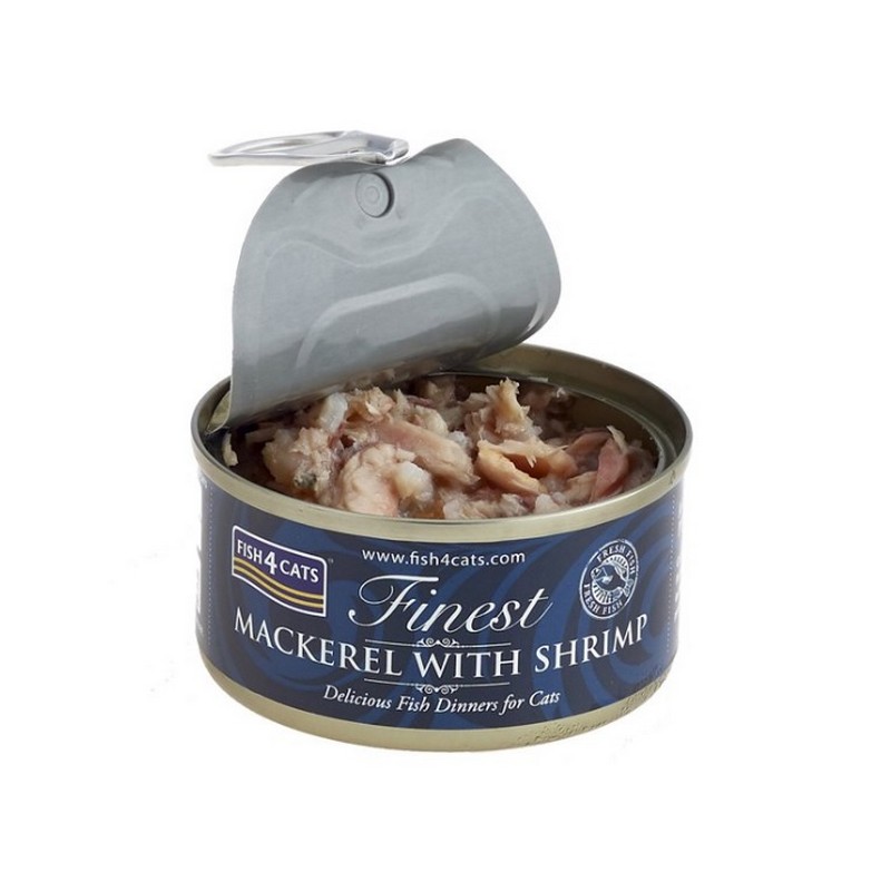 FISH4CATS konzerva pre maky Finest makrela s krevetami 70g