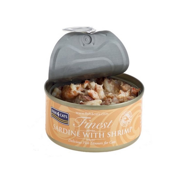 FISH4CATS konzerva pre maky Finest sardinka s krevetami 70g