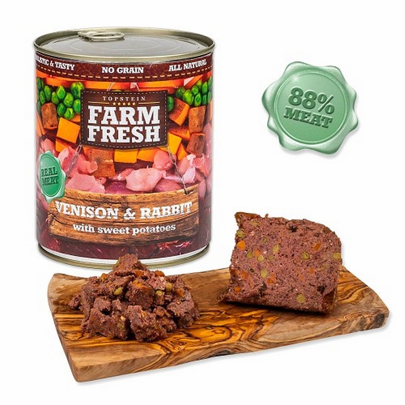 Farm fresh konzerva pre psov divina, krlik a sladk zemiak 800g