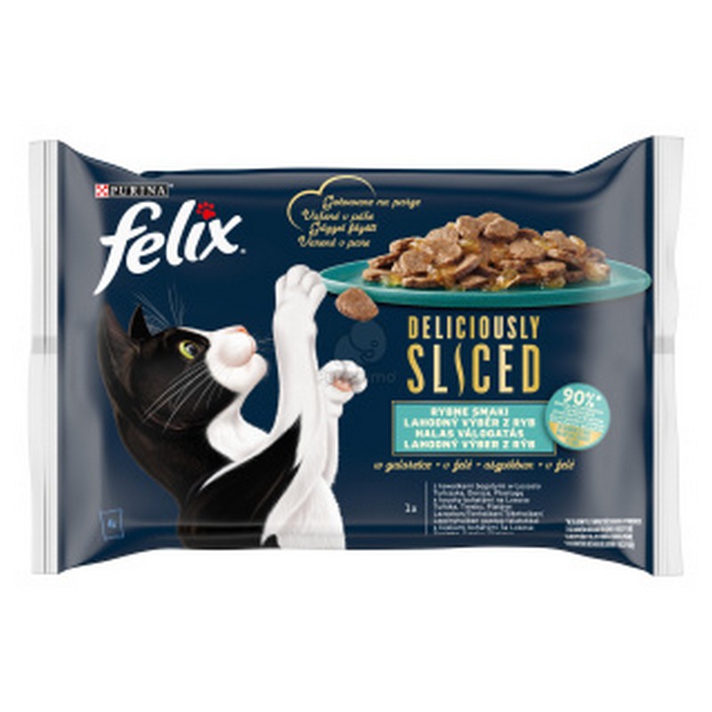 Felix Deliciously sliced lahodn vber v el, losos, treska, tuniak a platesa 4 x 80 g