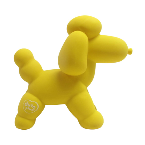 DUVO+ latexový balón pudel pískajúci žltý 14 x 6 x 12,5 cm
