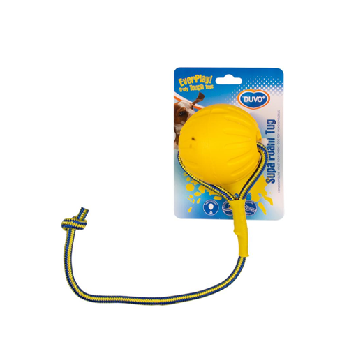 DUVO+ lopta plávajúca s lanom žltá priemer 10 x 49 cm