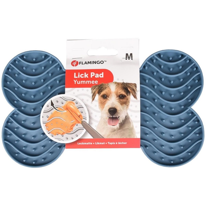 Karlie Lick pad Yummee Bone M 21,8cm modr