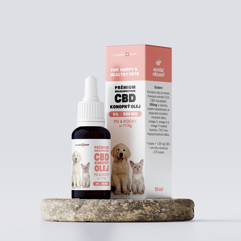 Olej konopn CBD 5% 10 ml (270 kvapiek) pre psy a maky do 11 kg