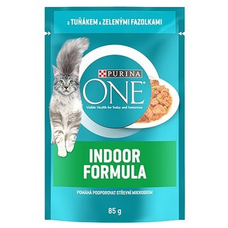 PURINA ONE Indoor mini filetky s tuniakom a zelenmi fazukami vave 85g