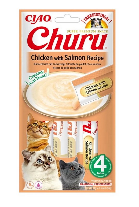 Pamlsok Inaba Churu Pyre cat Kura s lososom 4 tuby 56 g