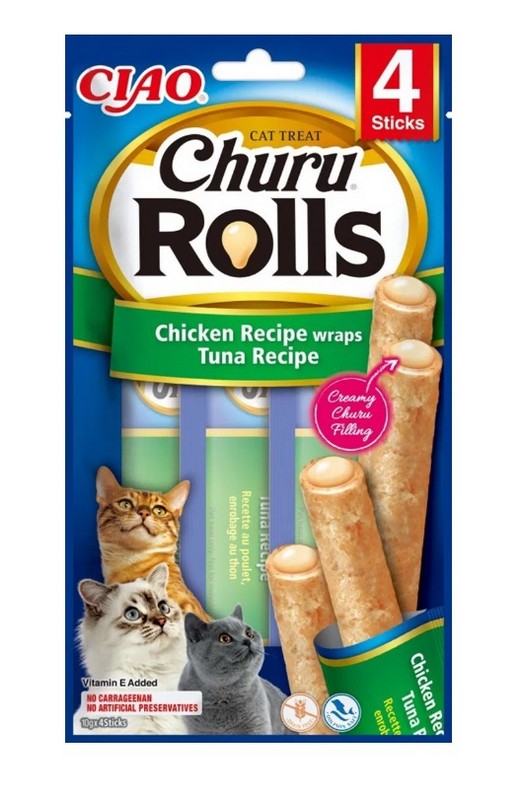 Pamlsok Inaba Churu Rolls cat Kura & Tuniak 4 tuby 40 g