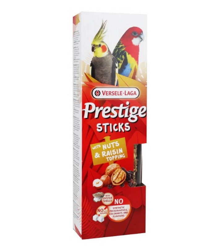 Pamlsok VL prestige stick tyinky pre papagje s orechmi a hrozienkami 2ks 140g