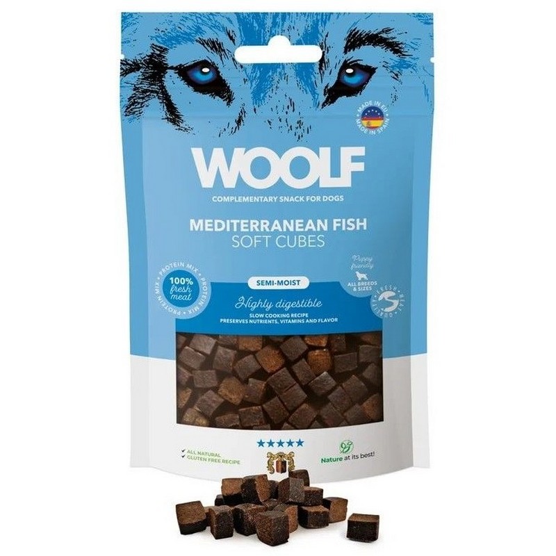Pamlsok Woolf Dog Soft Cubes Mediterranean Fish 100 g