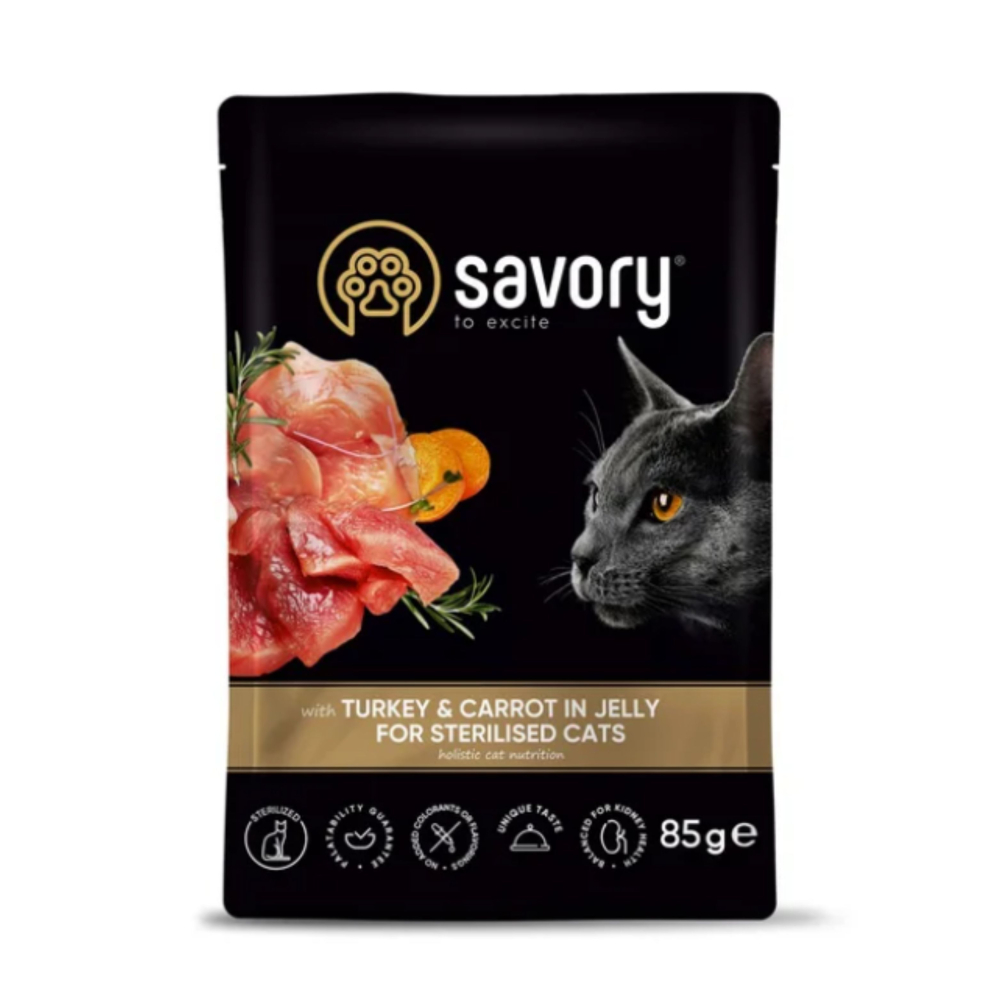 Savory Cat Pouch Sterilized Turkey & Carrot 85 g