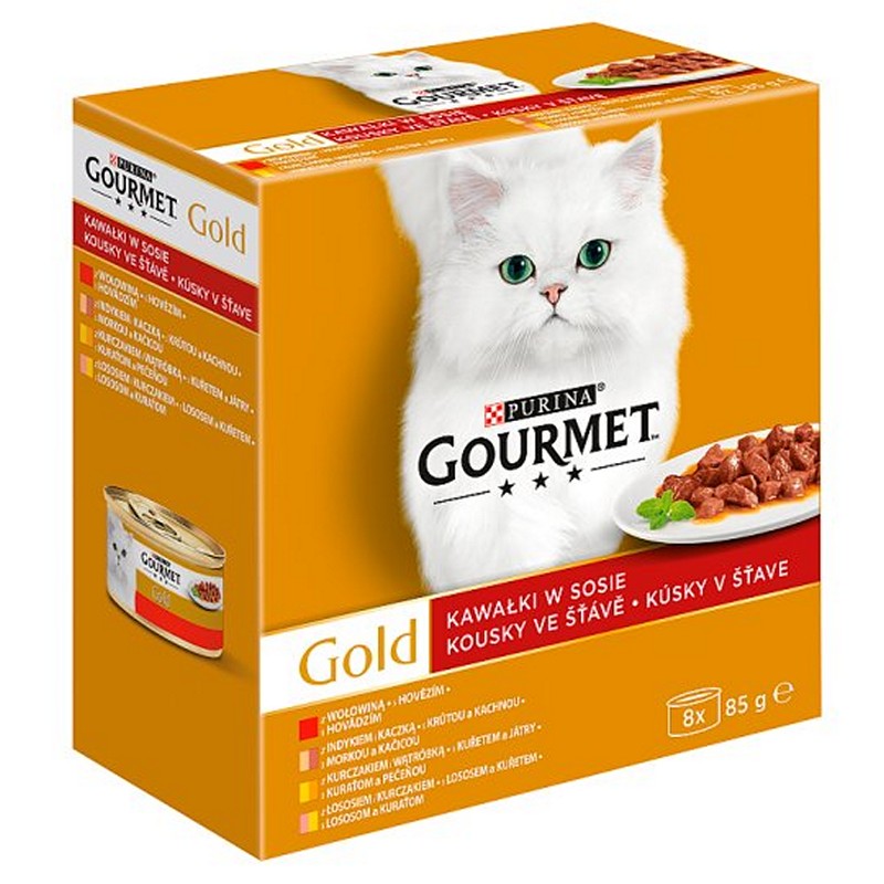 Gourmet gold box kúsky v šťave mäsové konzervy pre mačky 8 x 85 g