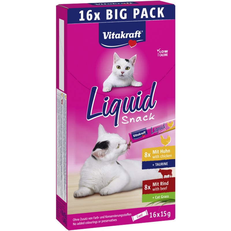 Vitakraft Cat Liquid Snack multipack kura a hovädzie 16x15g/240g