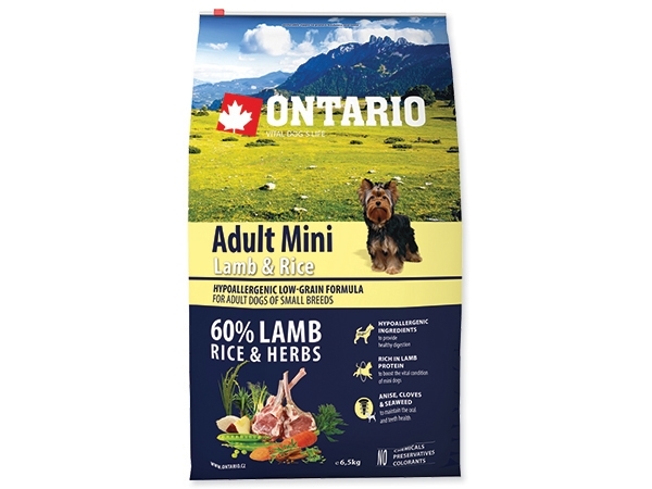 ONTARIO Adult Mini Lamb and Rice - 6,5kg