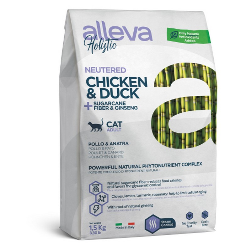 Alleva Holistic cat neutered chicken and duck granule pre kastrované mačky 1,5 kg