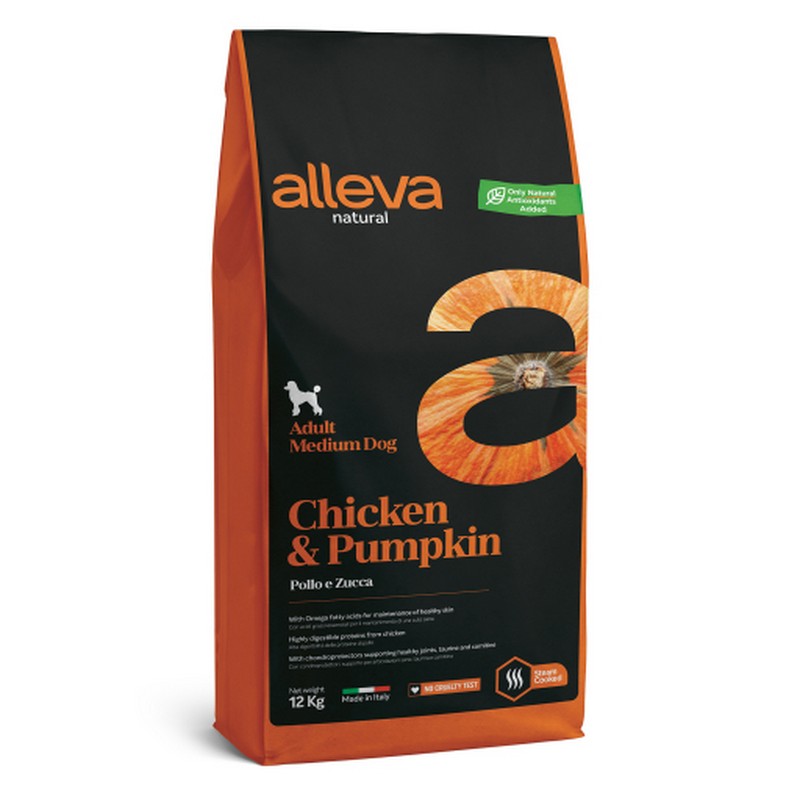 Alleva Natural dog chicken & pumpkin adult medium granule pre psov 12 kg