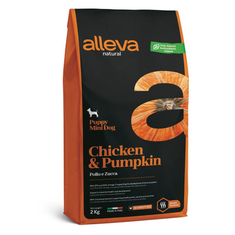 Alleva Natural dog chicken & pumpkin granule pre teat puppy mini 2 kg