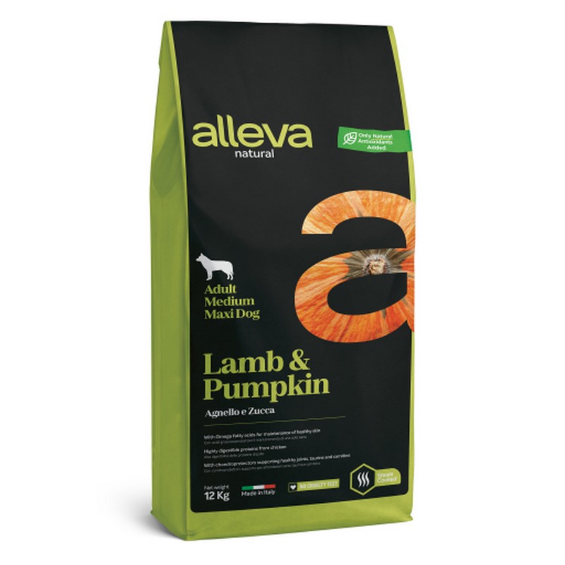 Alleva Natural dog lamb & pumpkin adult granule pre psov medium a maxi 12 kg
