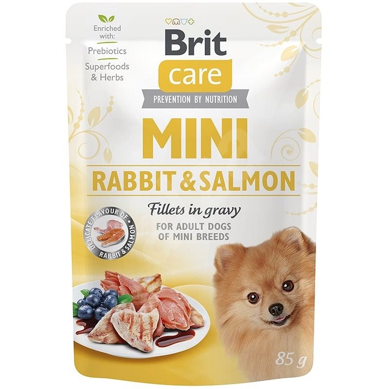 Brit Care adult mini rabbit and salmon fillets in gravy 85 g
