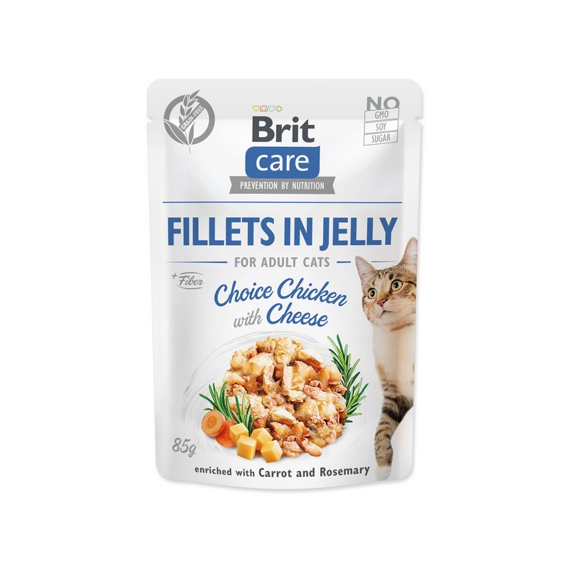 Brit care cat fillets in jelly choice chicken with cheese 85g