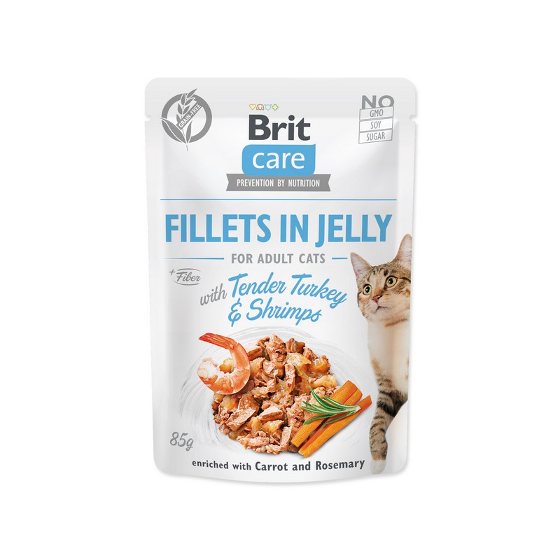 Brit  care cat  fillets in jelly with tender turkey&shrimps 85 g