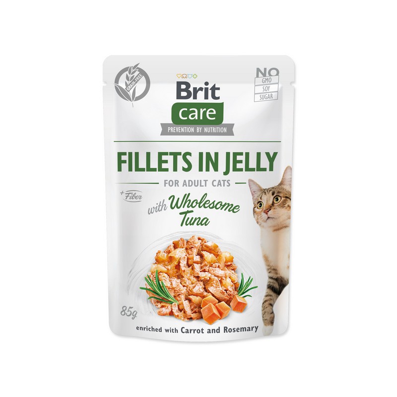 Brit care cat  fillets in jelly with wholesome tuna 85g