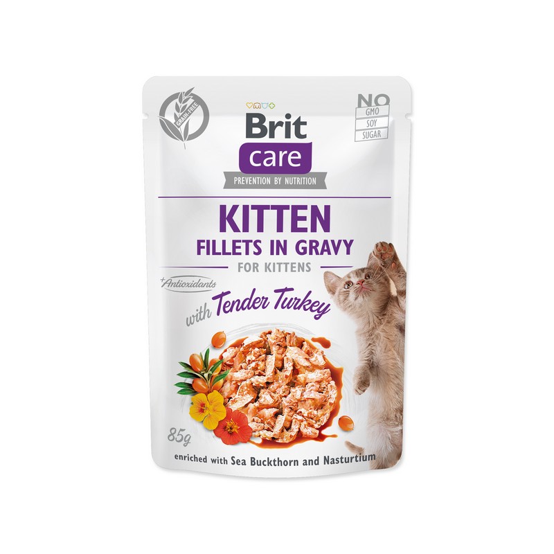Brit care cat kitten fillets in gravy with tender turkey 85g