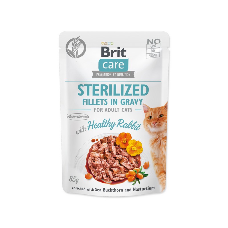Brit care cat sterilised fillets in gravy with healthy rabbit 85g
