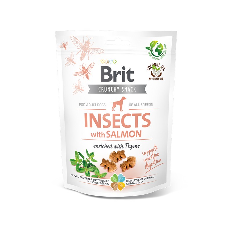 Brit Care Crunchy Snack Insects hmyz s lososom a tymiánom 200 g