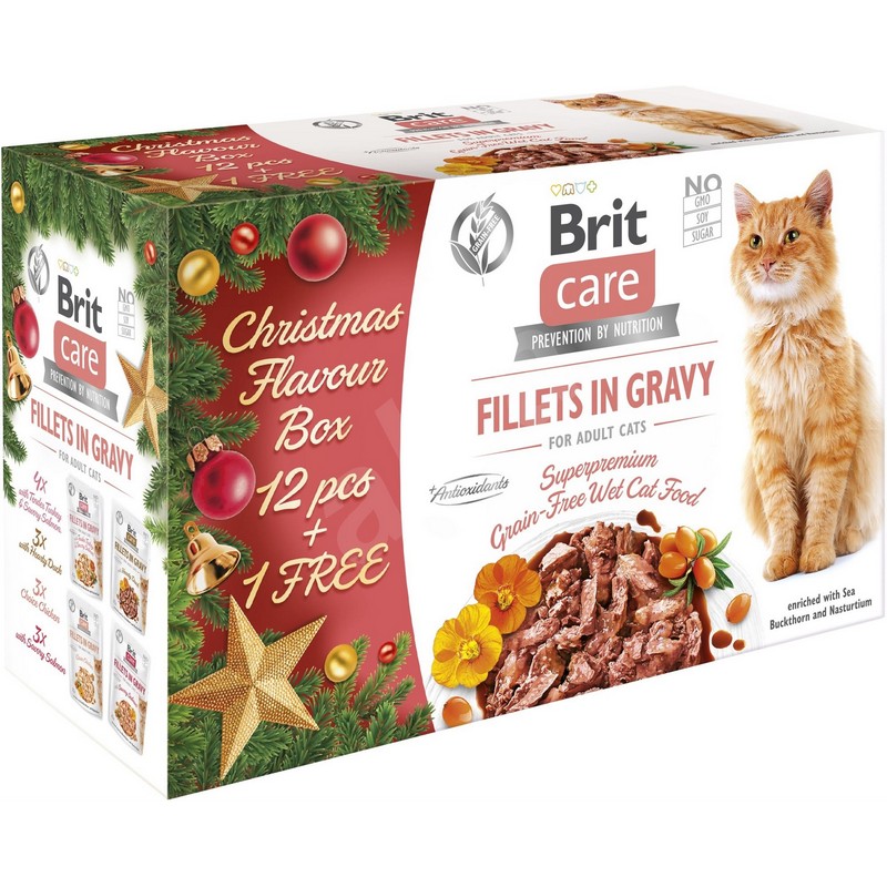 Brit care kapsičky pre mačky vianočný box 12ks +1ks grátis