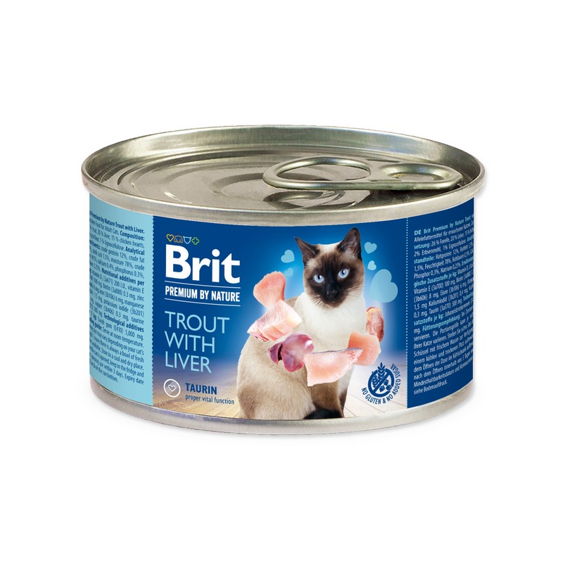Brit Premium by Nature Trout with Liver 200g konzerva pre mačky