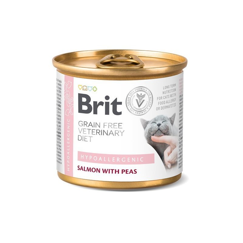 Brit Veterinary Diets GF cat Hypoallergenic 200 g konzerva