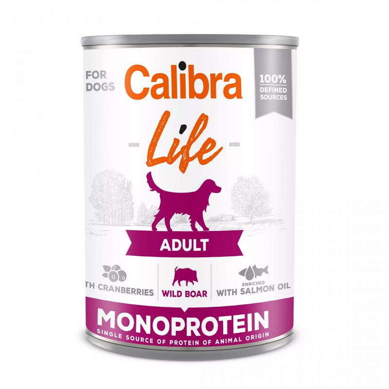 Calibra dog life monoprotein boar and cranberries konzerva pre psov 400g