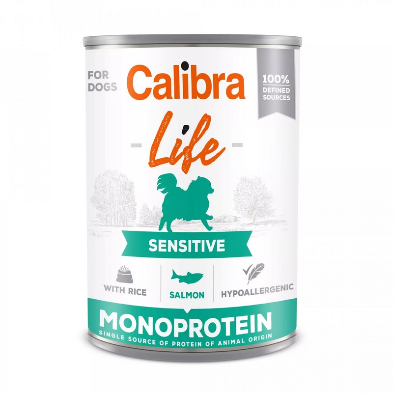 Calibra dog life monoprotein sensitive salmon and rice konzerva pre psov 400g