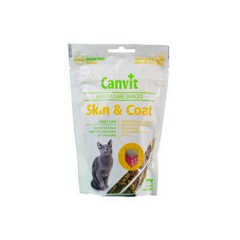 Canvit Skin & Coat Snacks 100 g pre polomäkká funkčná pochúťka pre mačky