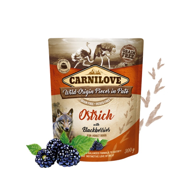 Carnilove kapsika pre psov pat ostrich & blackberries 300 g